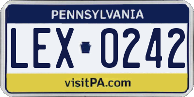 PA license plate LEX0242