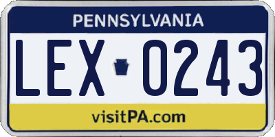 PA license plate LEX0243