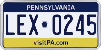 PA license plate LEX0245
