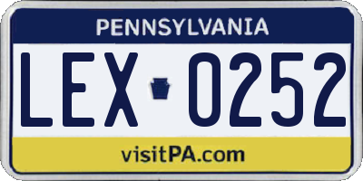 PA license plate LEX0252