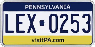 PA license plate LEX0253