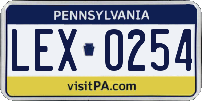 PA license plate LEX0254