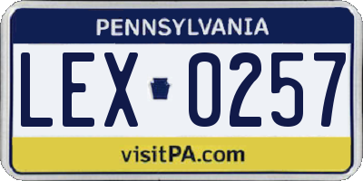 PA license plate LEX0257