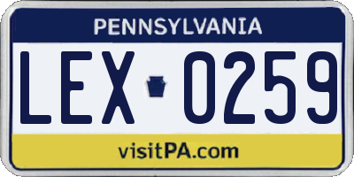 PA license plate LEX0259