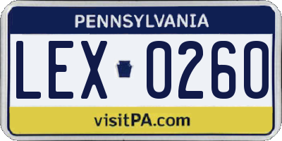 PA license plate LEX0260