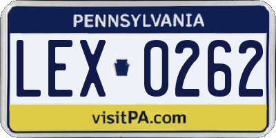 PA license plate LEX0262