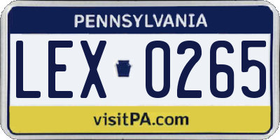 PA license plate LEX0265