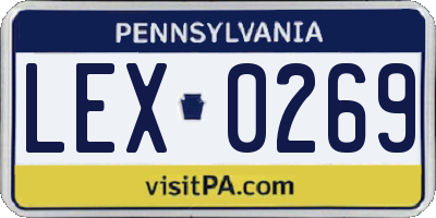PA license plate LEX0269