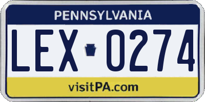 PA license plate LEX0274