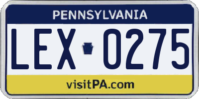 PA license plate LEX0275