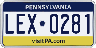 PA license plate LEX0281