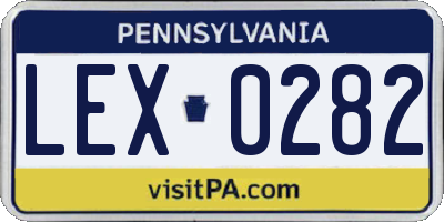 PA license plate LEX0282
