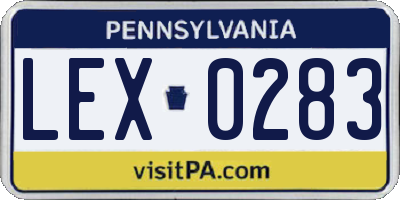 PA license plate LEX0283