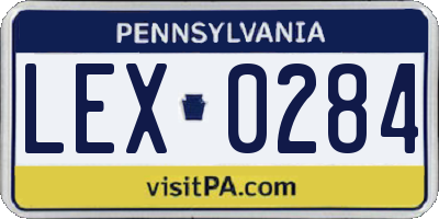PA license plate LEX0284