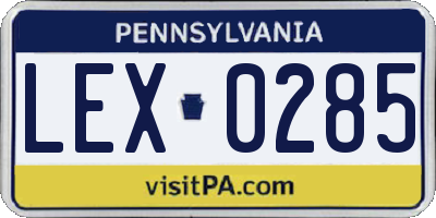 PA license plate LEX0285