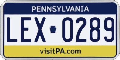 PA license plate LEX0289