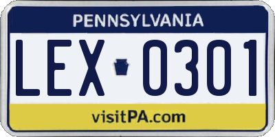 PA license plate LEX0301