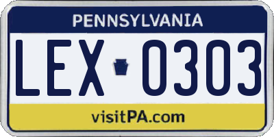 PA license plate LEX0303
