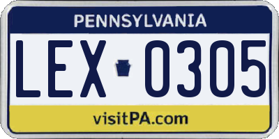 PA license plate LEX0305
