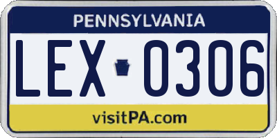 PA license plate LEX0306