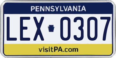 PA license plate LEX0307