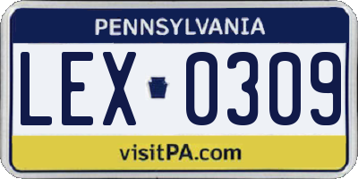 PA license plate LEX0309