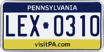 PA license plate LEX0310
