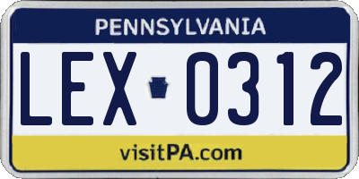 PA license plate LEX0312