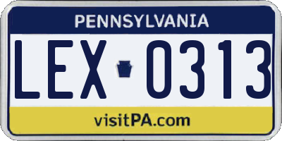 PA license plate LEX0313