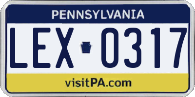 PA license plate LEX0317