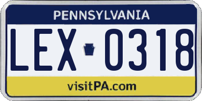 PA license plate LEX0318