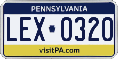 PA license plate LEX0320