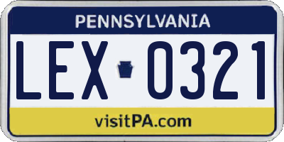 PA license plate LEX0321