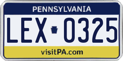 PA license plate LEX0325