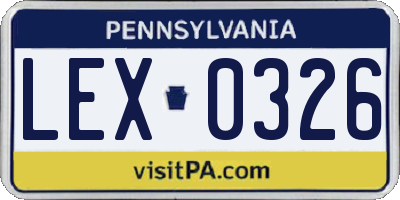 PA license plate LEX0326
