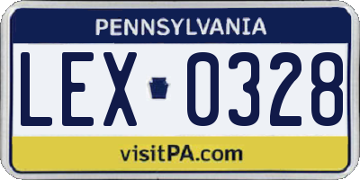 PA license plate LEX0328