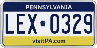 PA license plate LEX0329