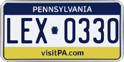 PA license plate LEX0330