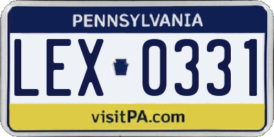 PA license plate LEX0331