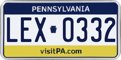 PA license plate LEX0332
