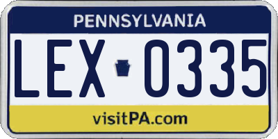 PA license plate LEX0335