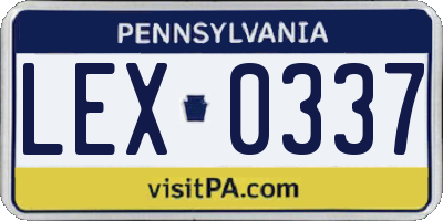 PA license plate LEX0337