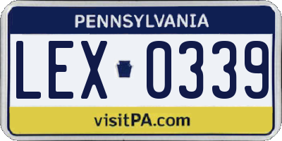 PA license plate LEX0339