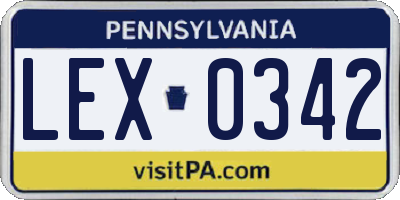 PA license plate LEX0342