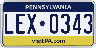 PA license plate LEX0343