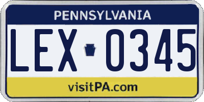 PA license plate LEX0345