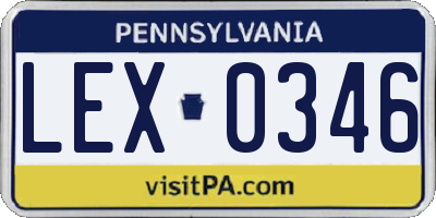 PA license plate LEX0346