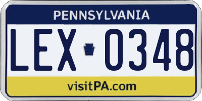 PA license plate LEX0348