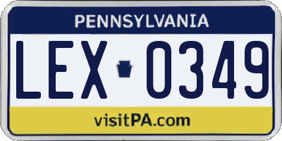 PA license plate LEX0349