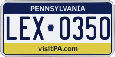 PA license plate LEX0350